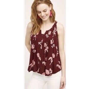 Anthropologie Maeve Women's Floral Top Soana Button-Down Pleated Size 4